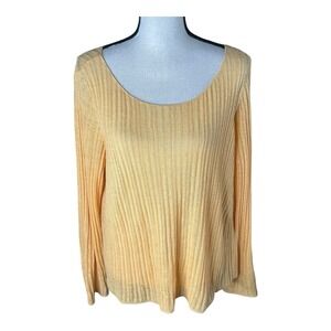 Eileen Fisher Womens Yellow Open Weave Pullover Knit Sweater Size Large